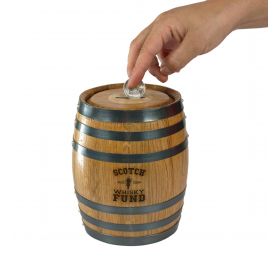 'Scotch Whiskey Fund' Mini Oak Barrel Bank (PB110)