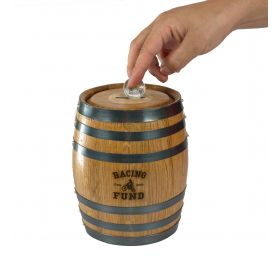 'Motorcycle Racing Fund' Mini Oak Barrel Bank (PB119)
