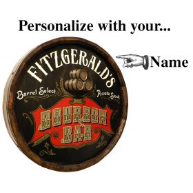 'Bourbon Bar' Personalized Quarter Barrel Sign
