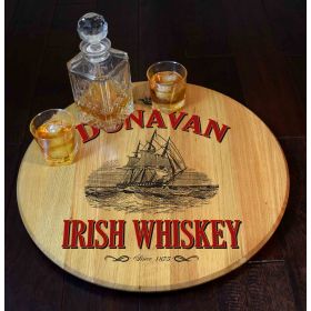 'Irish Whiskey' Personalized Barrel Head Lazy Susan (B471)