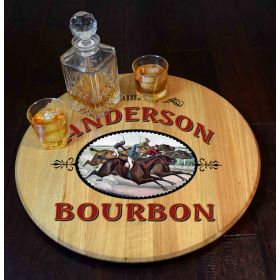 'Derby Bourbon' Personalized Barrel Head Lazy Susan (B476)