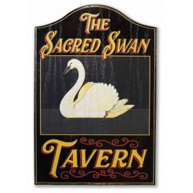 Sacred Swan Vintage Wood Pub Sign