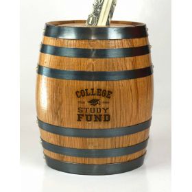 'College Study Fund' Mini Oak Barrel Bank (PB104)