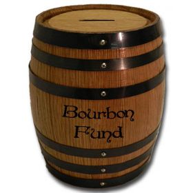 'Bourbon Fund' Mini Oak Barrel Bank