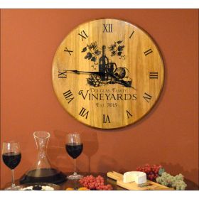 'Wine & Cheese' Barrel Head Clock