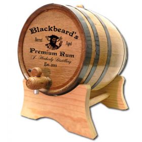 'Blackbeard Distillery' Personalized Oak Barrel (P3)