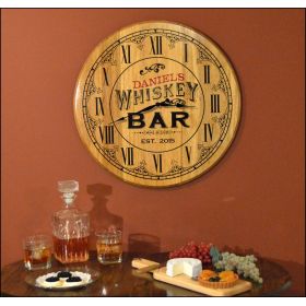 'Whiskey Bar' Barrel Head Clock