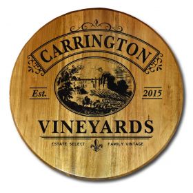 'Vineyard 20' Personalized Oak Barrel Head Sign (BHR20)