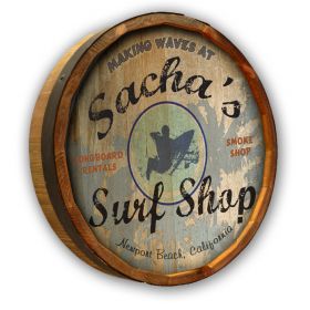 'Surf Shop' Personalized Quarter Barrel Sign (C28)
