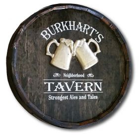 'Beer Tavern' Personalized Quarter Barrel Sign (QB102)