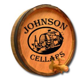 'Johnson Cellars' Personalized  Quarter Barrel Sign (B323)