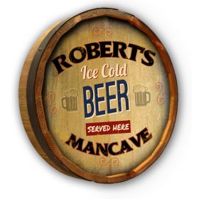 'Ice Cold Beer' Personalized Quarter Barrel Sign (C24)