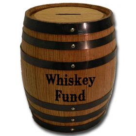 'Whiskey Fund' Mini Oak Barrel Bank