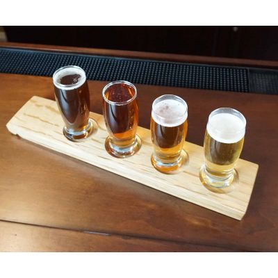 Barrel Stave Beer Flight w/ four glasses