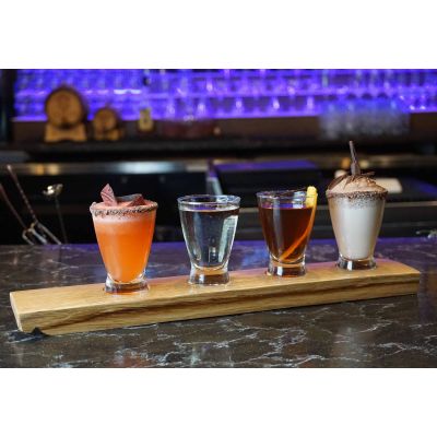 Barrel Stave Cocktail Flight w/ four glasses