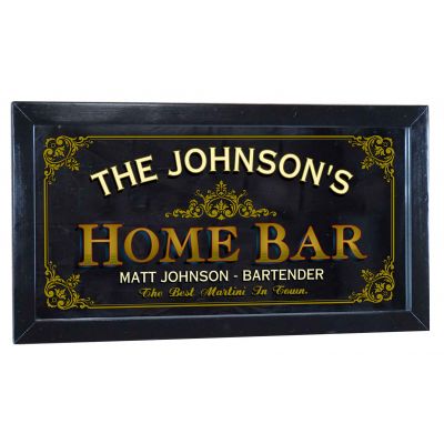 Personalized 'Home Bar' Decorative Framed Mirror (M4035)
