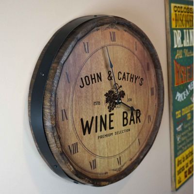 Personalized "Wine Grapes" Quarter Barrel Clock (B829)