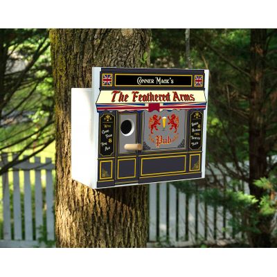 Personalized Feathered Arms Pub Birdhouse (Q107)