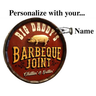 'Bourbon Bar' Personalized Quarter Barrel Sign