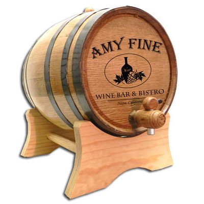 'Wine Bar Bistro' Personalized Oak Barrel (B312)