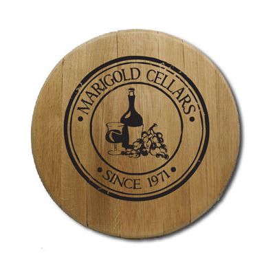'Wine and Grape Medallion' Personalized  Barrel Head Sign (B326)