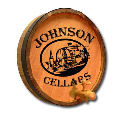 'Johnson Cellars' Personalized  Quarter Barrel Sign (B323)